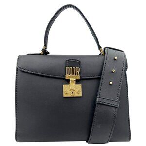 Christian Dior  Dior Addict Leather Top Handle Crossbody Bag Black